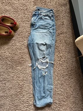 Light Blue Ripped mom Jeans